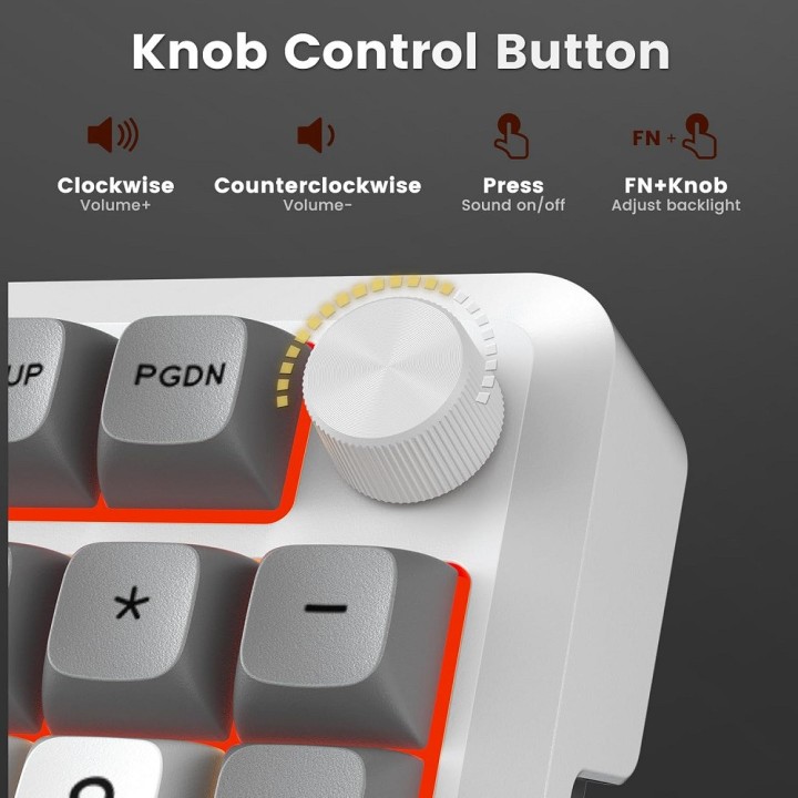 Redragon K688 Pro Wireless Mechanical Keyboard (White/Gray/Black) C...