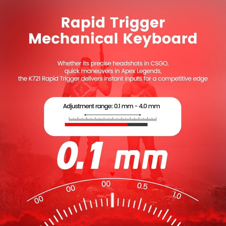 Redragon K721 Rapid Trigger Wired Mechanical Keyboard (Burgundy Red...