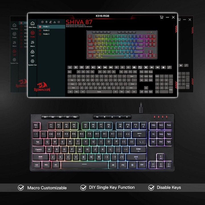 Redragon K516 Shiva TKL RGB Claviers Redragon Maroc