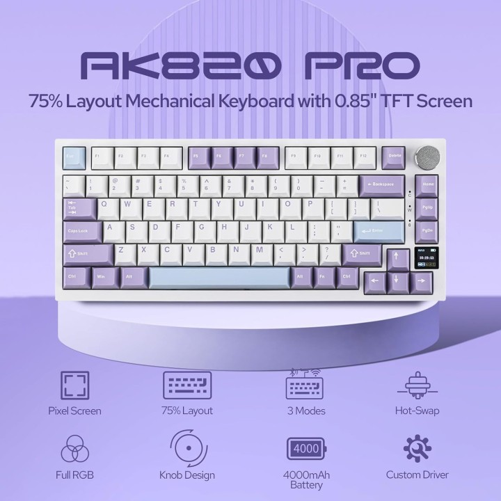 EPOMAKER Ajazz AK820 Pro Purple (Flying Fish Switch) Claviers EPOMA...