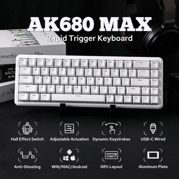 ajazz ak680 max Grey (Magnetic Switch) Wired Claviers Ajazz Maroc