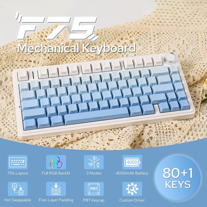 AULA F75 Gradient Blue (Reaper Switch) Claviers AULA Maroc