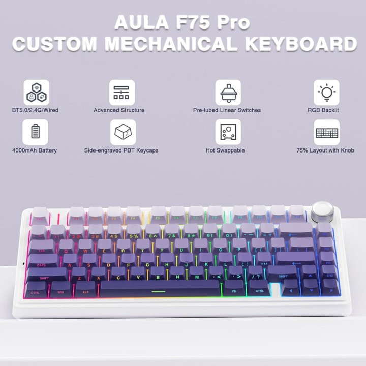 AULA F75 Gradient Purple (Star Vector Switch) Claviers AULA Maroc