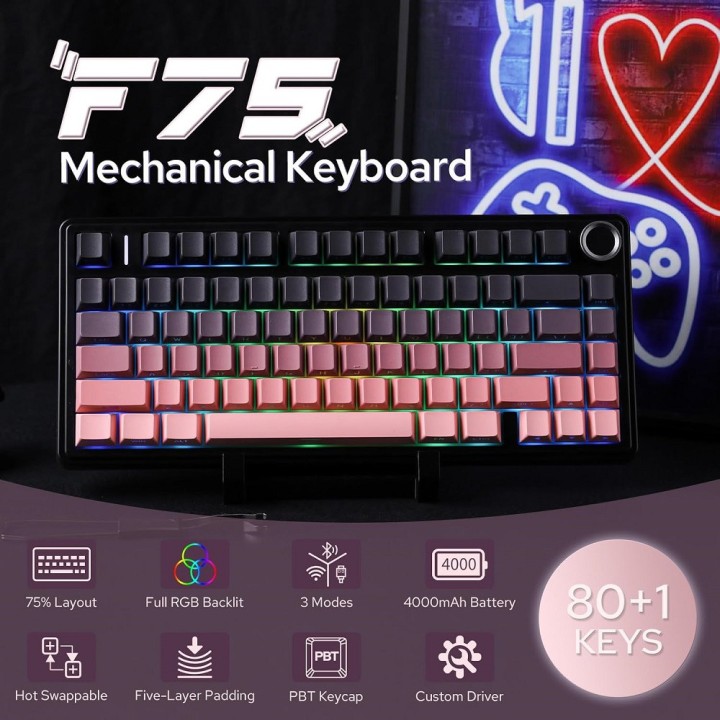 AULA F75 Gradient Pink (Reaper Switch) Claviers AULA Maroc