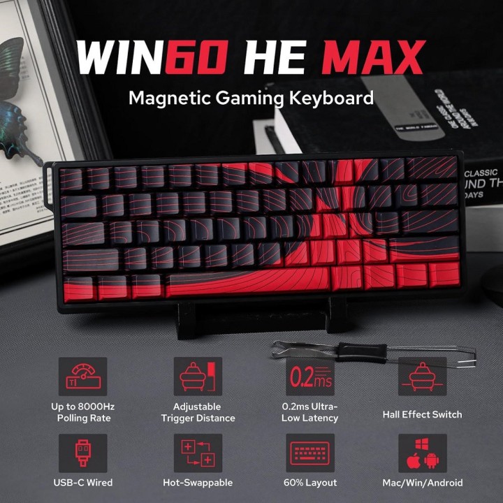 AULA WIN60 HE MAX Red Topographic (Magnetic Switch) Claviers AULA M...