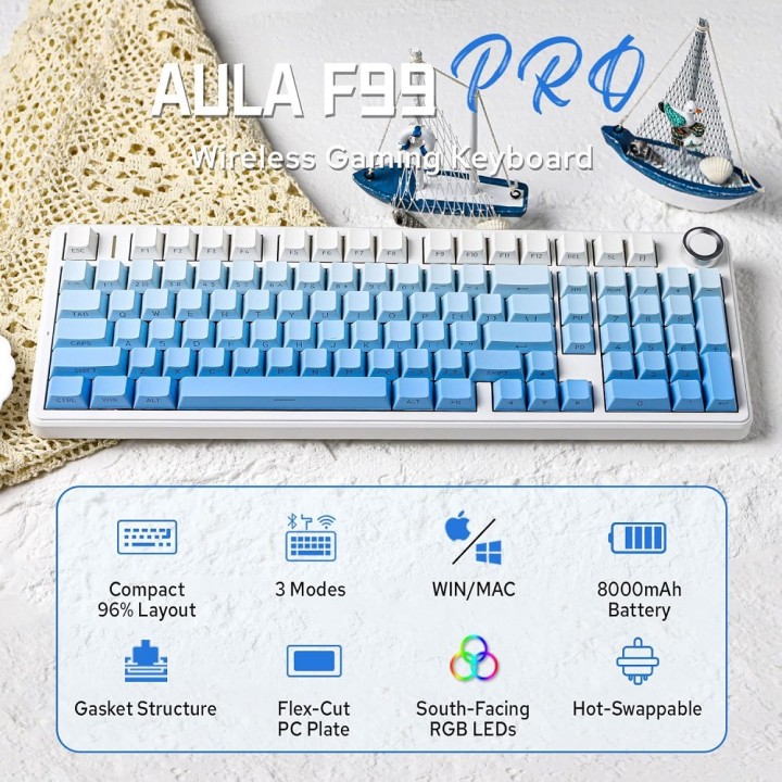 AULA F99 PRO Gradient Blue (Nimbus V3 Switch) Claviers AULA Maroc