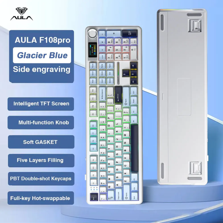 AULA F108 PRO Glacier Blue (Reaper Switch) Claviers AULA Maroc