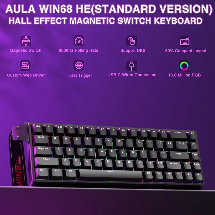 AULA WIN68 HE Black (Magnetic Switch) Claviers AULA Maroc