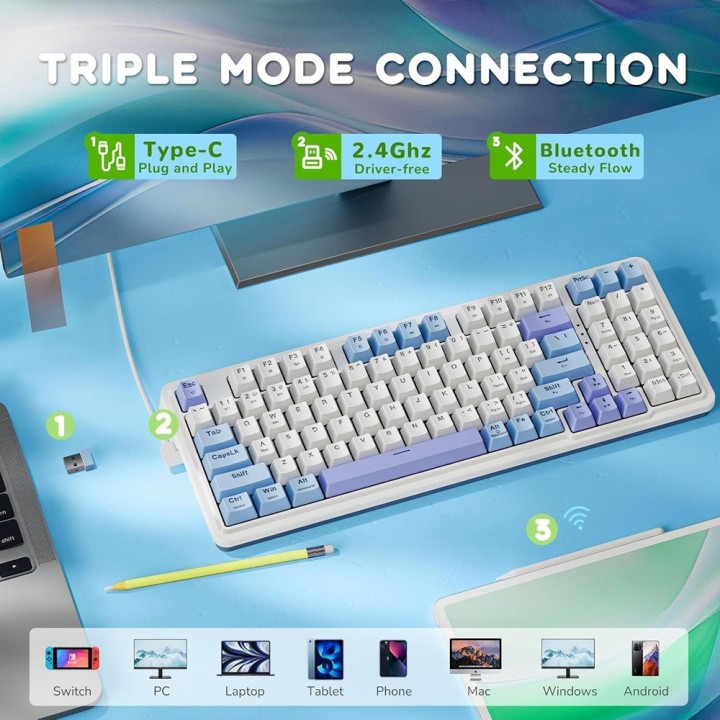 Redragon K664WBP Gloria PRO 60% Wireless RGB Claviers Redragon Maroc