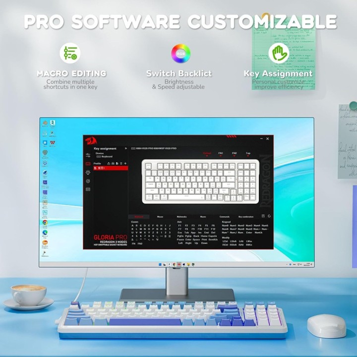 Redragon K664WBP Gloria PRO 60% Wireless RGB Claviers Redragon Maroc