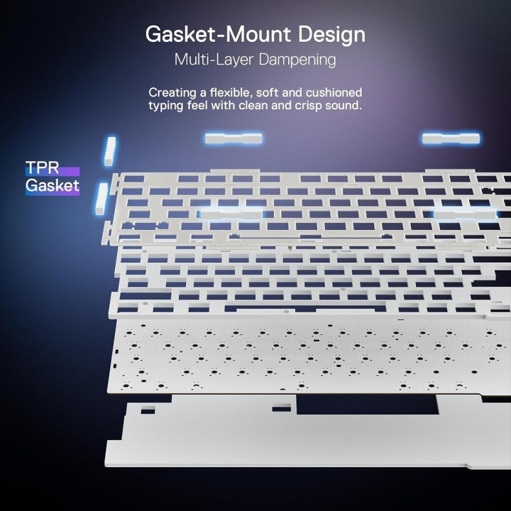 Redragon K673 PRO 75% Wireless RGB Red Switches (Gradient Gray) Cla...