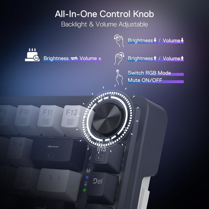 Redragon K673 PRO 75% Wireless RGB Red Switches (Gradient Gray) Cla...