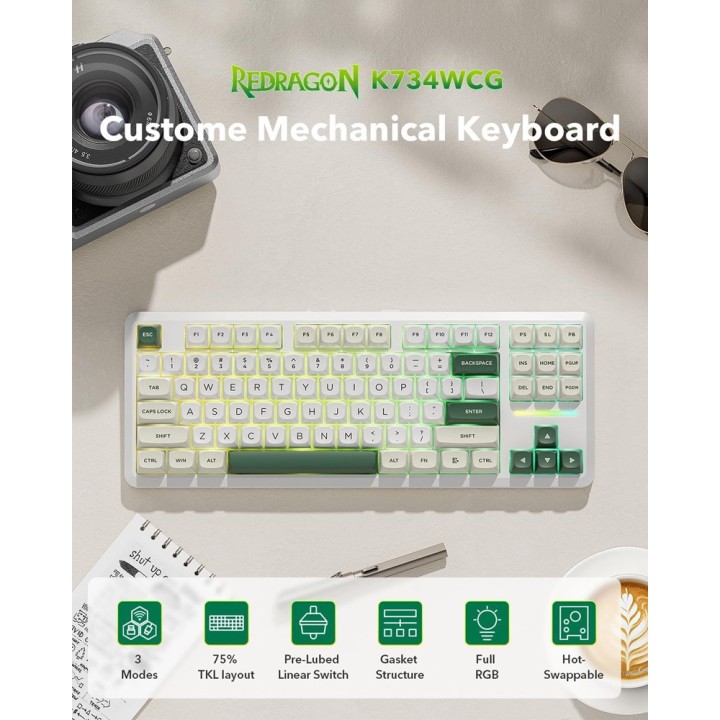 Redragon K734 Wildslash Wireless Mechanical Keyboard (GlowArc) Clav...