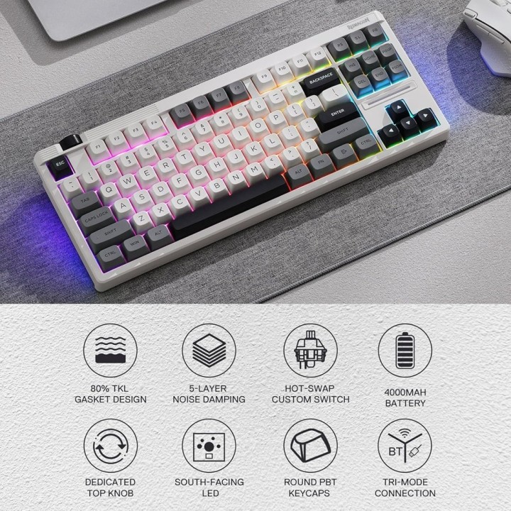 Redragon K729 OTIM Pro Wireless Mechanical Keyboard (White/Grey/Bla...