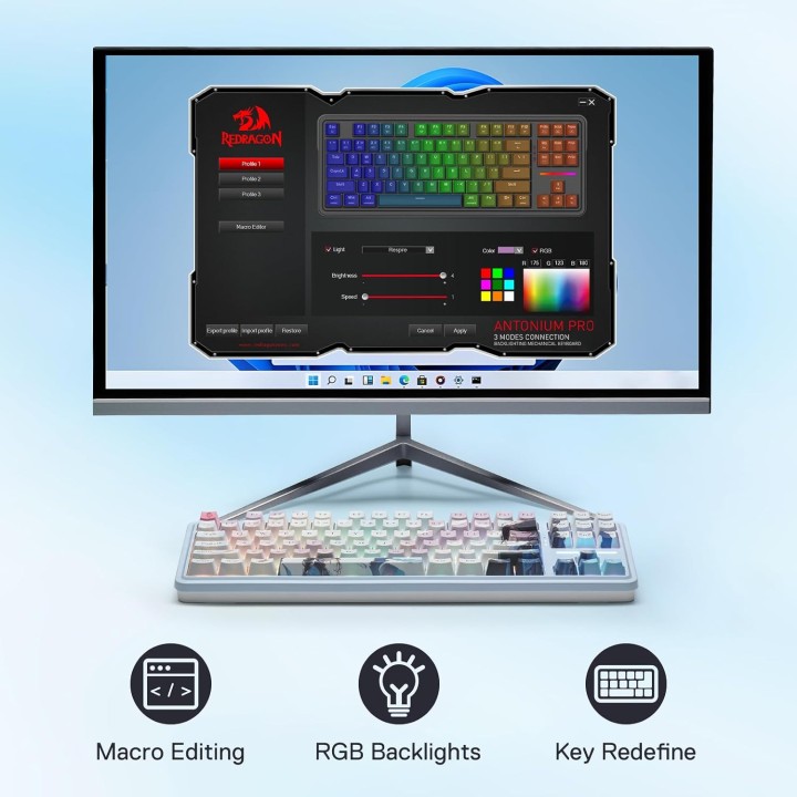 Redragon K728 Antonium Pro Wireless Mechanical Keyboard (Nova Azure...