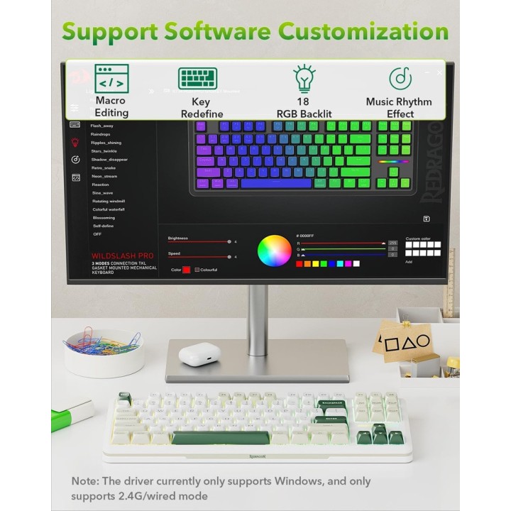 Redragon K734 Wildslash Wireless Mechanical Keyboard (GlowArc) Clav...