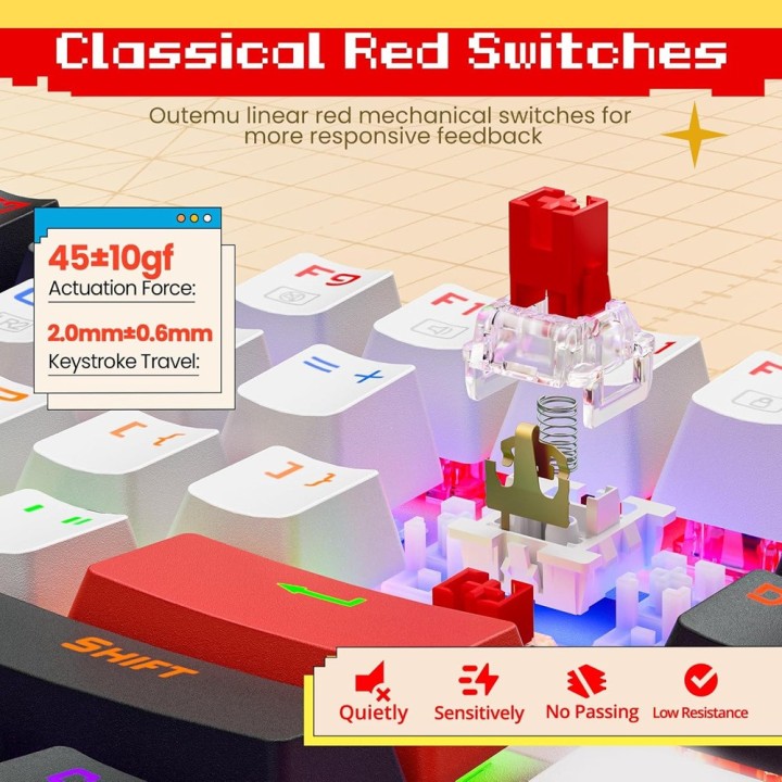 Redragon Kumara K552WLR TKL RGB (Outemu Red Switches) Claviers Redr...