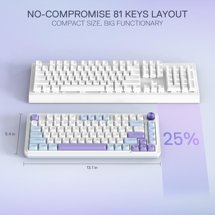 Redragon UCAL MAX K673 PRO 75% Wireless RGB (Moonrise Violet) Clavi...