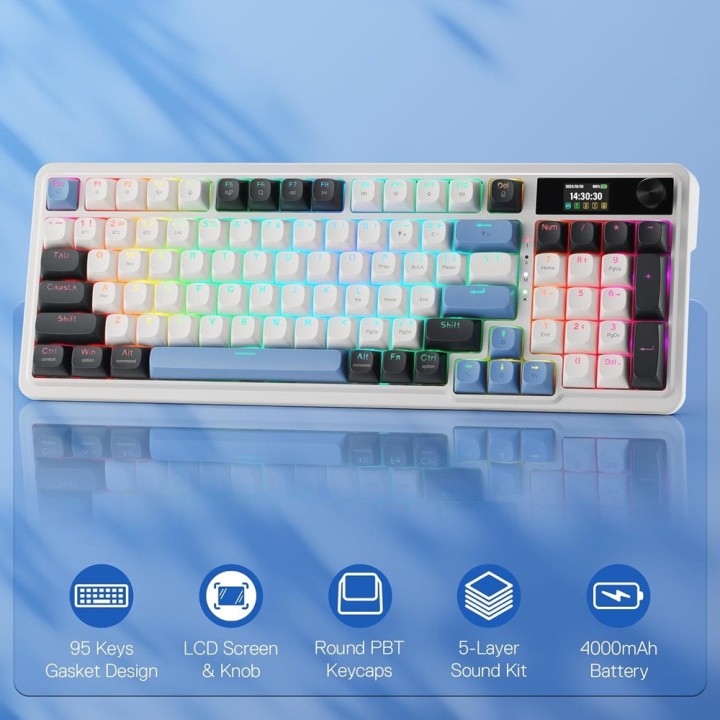 Redragon Galatin PRO K719 Wireless (Glacier Azure) Claviers Redrago...