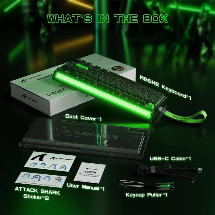 ATTACK SHARK R85 HE Rapid Trigger Magnetic Switch (Fluorescent Gree...
