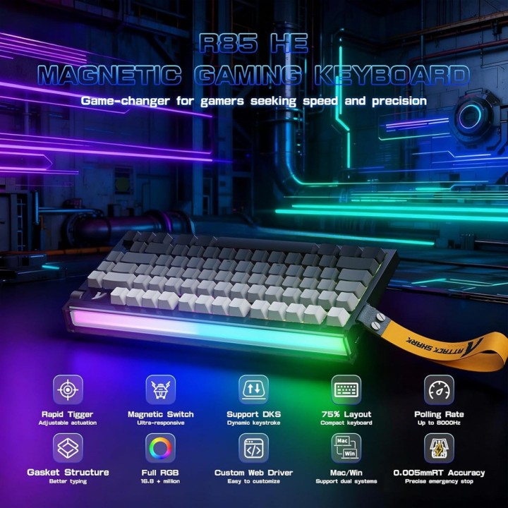ATTACK SHARK R85 HE Rapid Trigger Magnetic Switch (Moonlit Night) C...