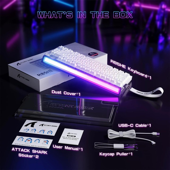 ATTACK SHARK R85 HE Rapid Trigger Magnetic Switch (White Contours) ...