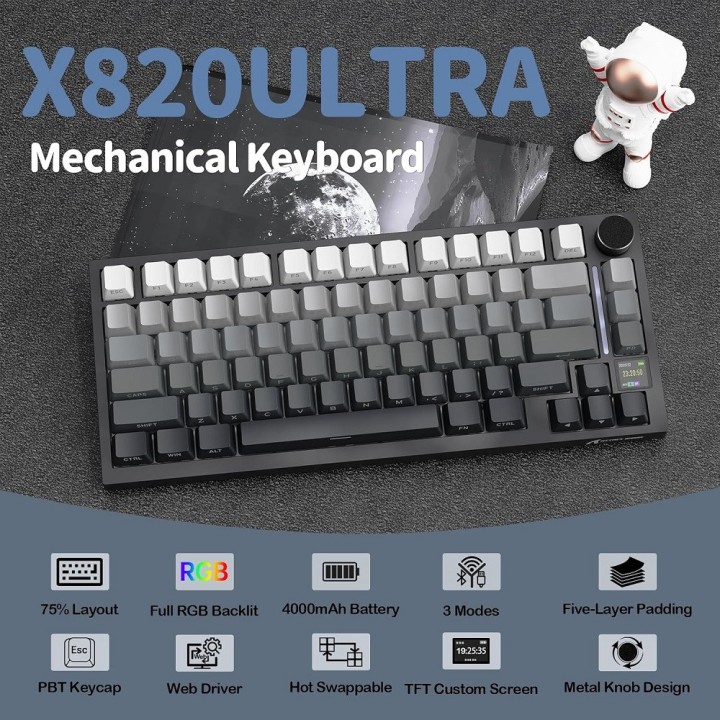 ATTACK SHARK X820 Ultra Shark Switch (Moonlit Night) Claviers ATTAC...