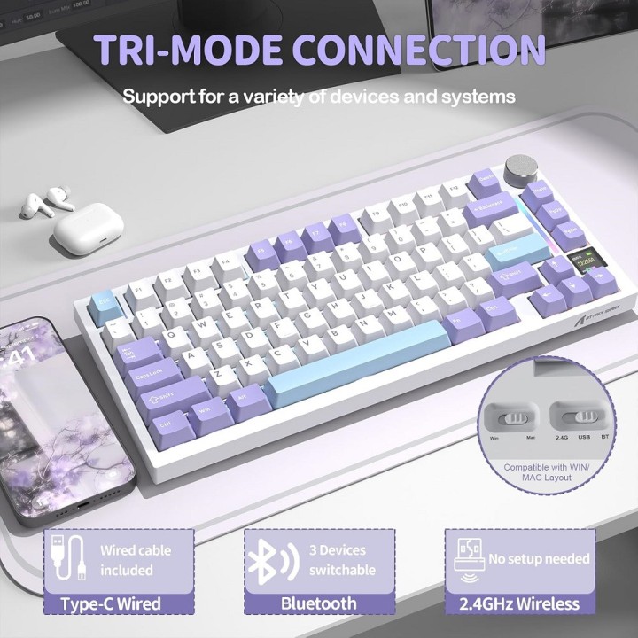 ATTACK SHARK X820 Ultra Shark Switch (Lavender) Claviers ATTACK SHA...