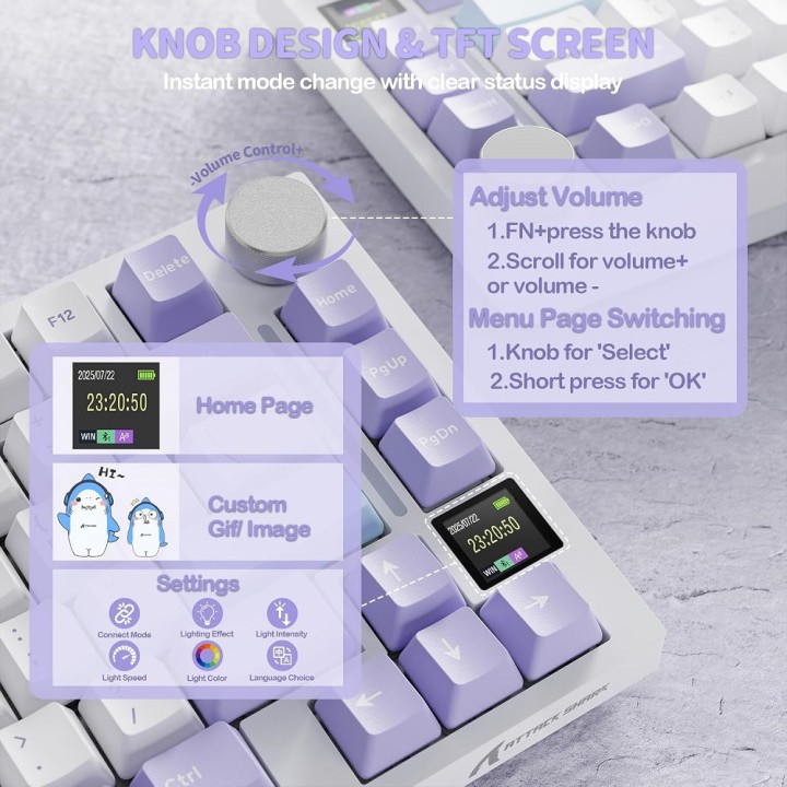 ATTACK SHARK X820 Ultra Shark Switch (Lavender) Claviers ATTACK SHA...