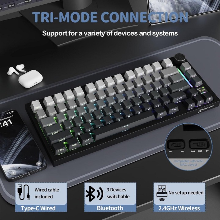 ATTACK SHARK X820 Ultra Shark Switch (Moonlit Night) Claviers ATTAC...