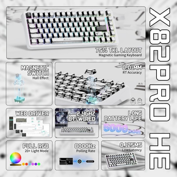 ATTACK SHARK X82 Pro HE Magnetic Switch (Comic) Claviers ATTACK SHA...