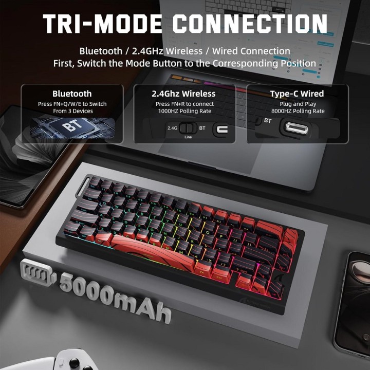ATTACK SHARK X68 PRO HE Wireless Magnetic Switch (Red Contours) Cla...