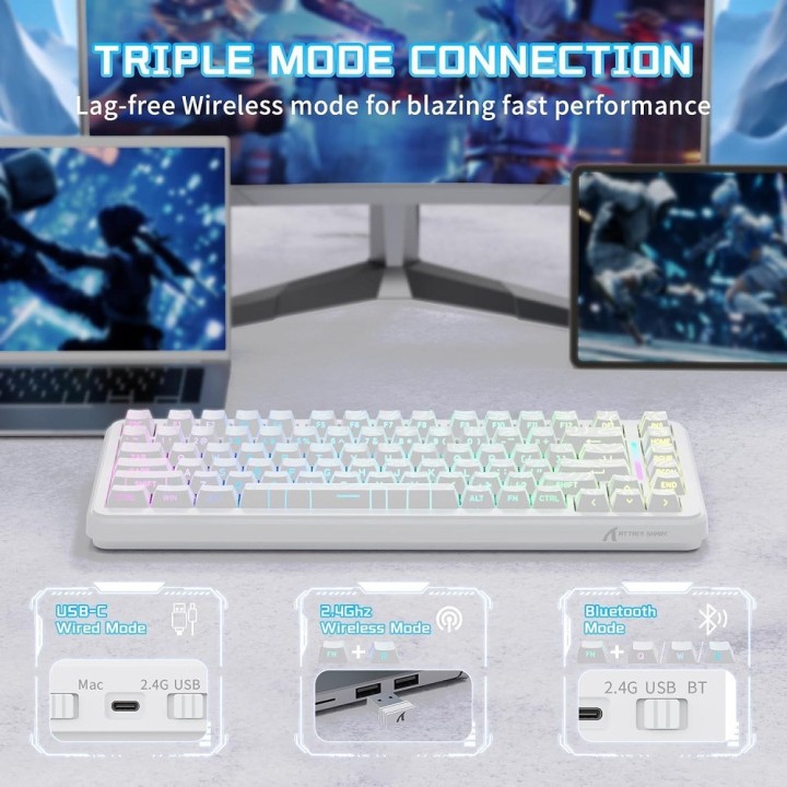 ATTACK SHARK X82 Pro HE Magnetic Switch (White Contours) Claviers A...