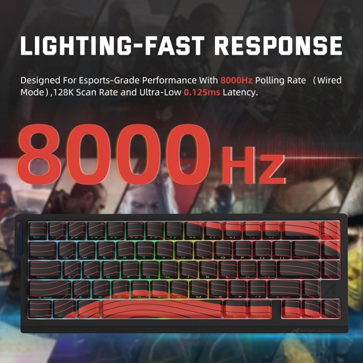 ATTACK SHARK X68 PRO HE Wireless Magnetic Switch (Red Contours) Cla...
