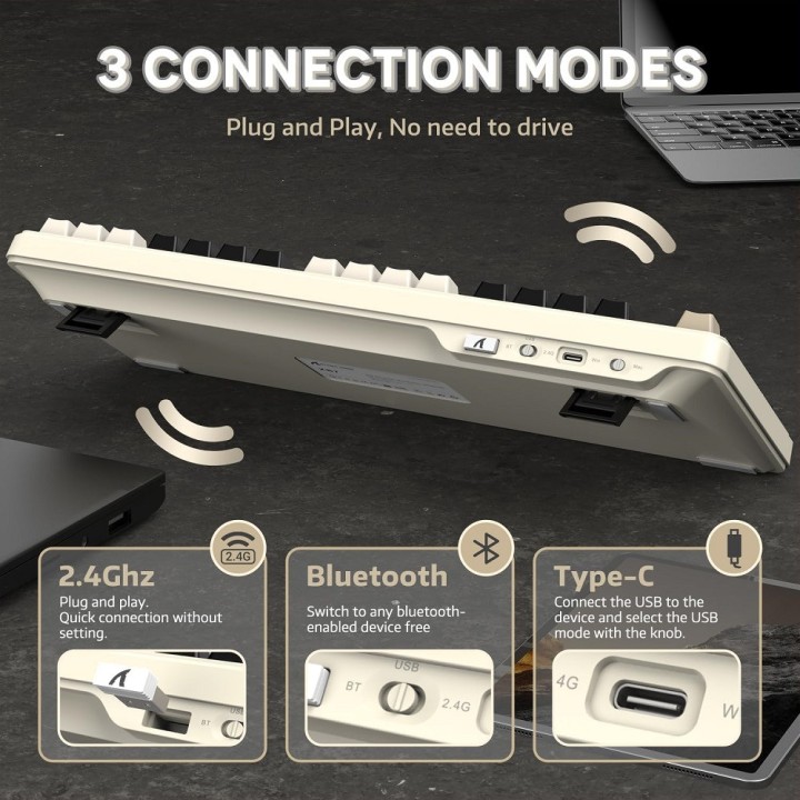 ATTACK SHARK X87 Strawberry Switch (Cheese White) Claviers ATTACK S...