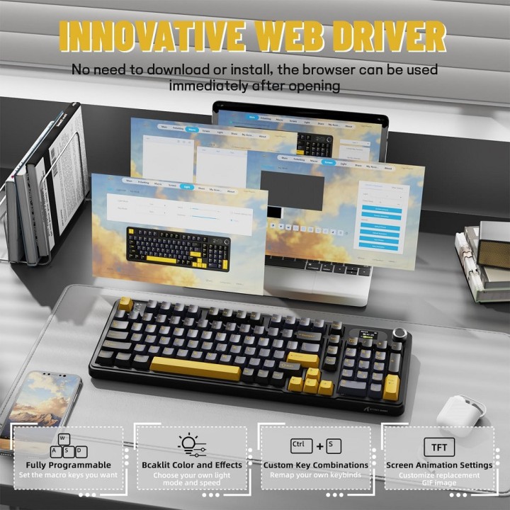 ATTACK SHARK X98 PRO Wireless Blueberry Switch (Star Black) Clavier...