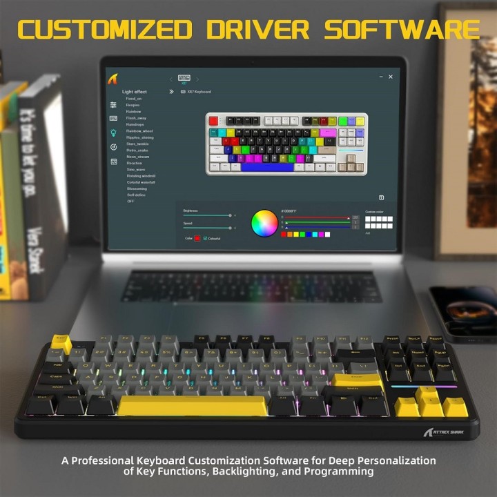 ATTACK SHARK X87 Strawberry Switch (Star Black) Claviers ATTACK SHA...