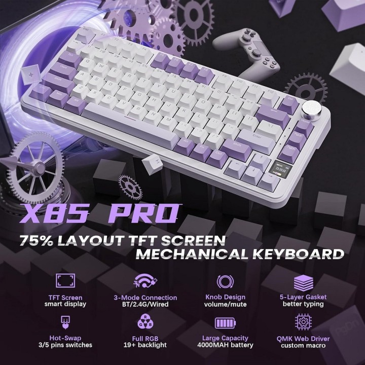 ATTACK SHARK X85 PRO Strawberry Switch (Lavender) Claviers ATTACK S...