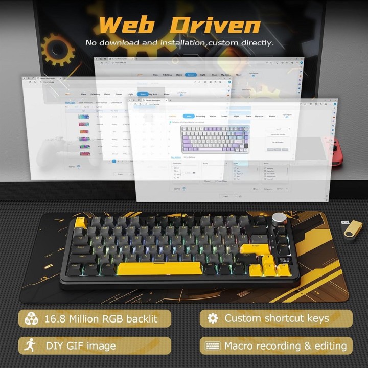 ATTACK SHARK X85 PRO Strawberry Switch (Starry Black) Claviers ATTA...
