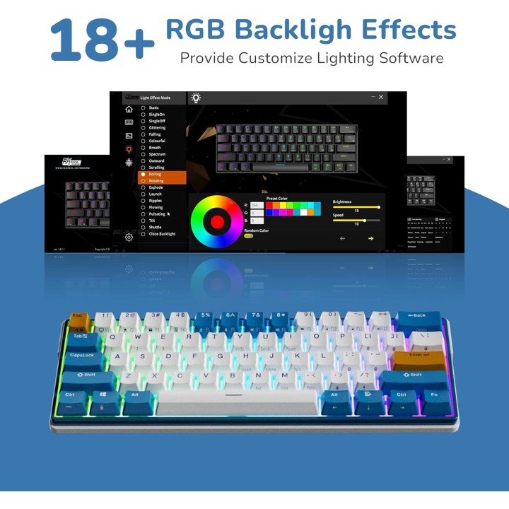 Royal Kludge RK61Plus Klein Blue - Sky Cyan Switch (US Qwerty) Clav...