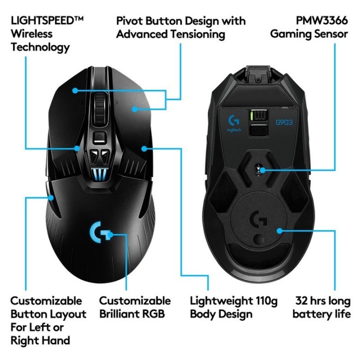Logitech G903 Lightspeed Wireless Gaming Mouse Souris Logitech Maroc