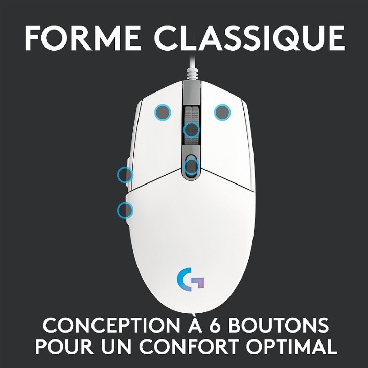 Logitech G G203 LightSync (Blanc) Souris Logitech Maroc