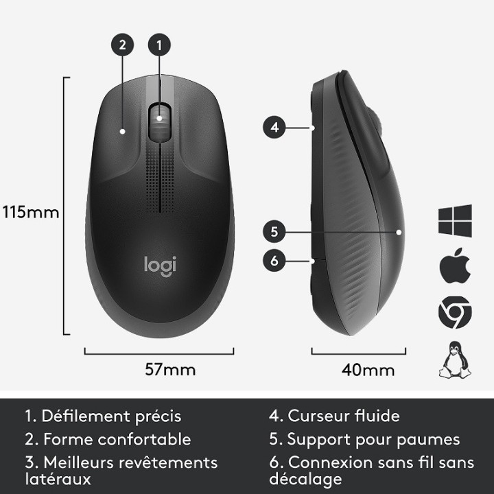Logitech M190 (Gris) Souris Logitech Maroc