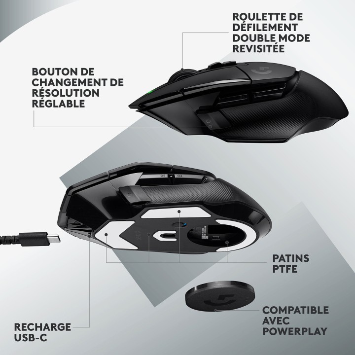 Logitech G G502X Lightspeed Black Souris Logitech Maroc