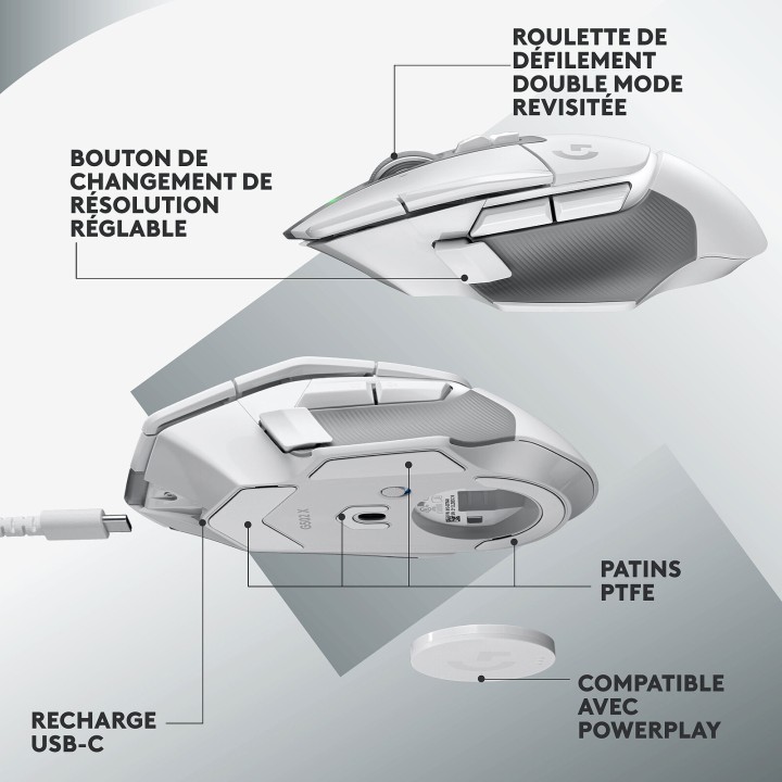 Logitech G G502X Lightspeed White Souris Logitech Maroc