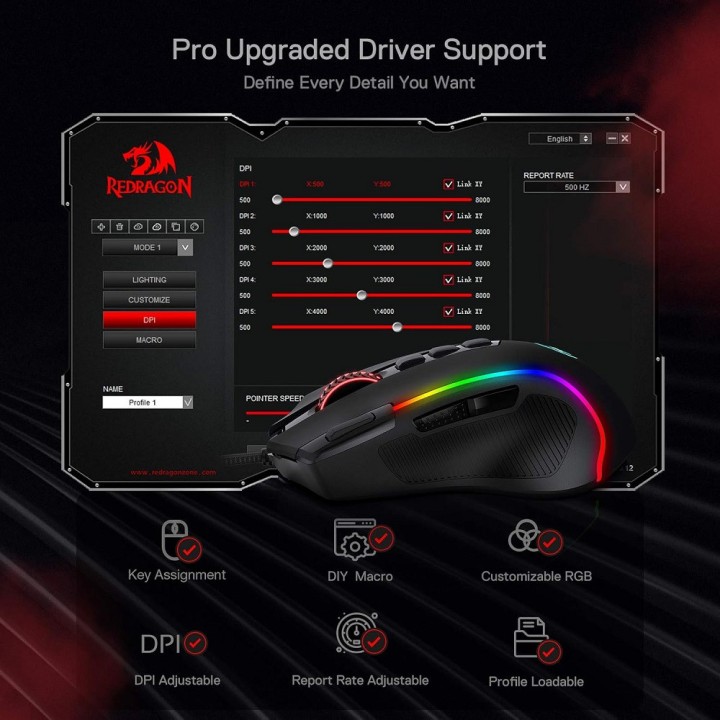 Redragon M612 Predator RGB Souris Redragon Maroc