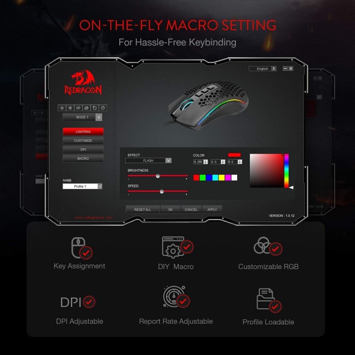 Redragon M808 Storm Lightweight RGB Souris Redragon Maroc