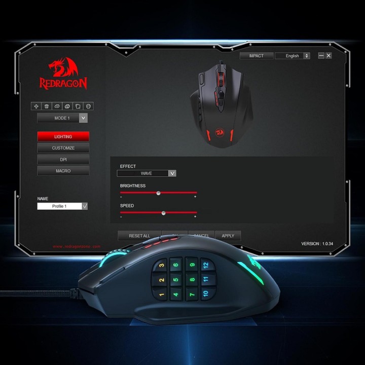 Redragon M908 Impact RGB MMO Souris Redragon Maroc