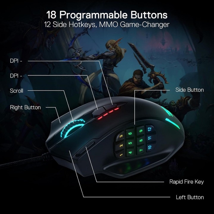 Redragon M908 Impact RGB MMO Souris Redragon Maroc