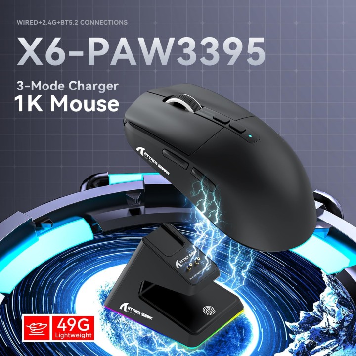 ATTACK SHARK X6 (Black) Souris ATTACK SHARK Maroc